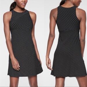 Athleta Black White Stripe Santorini High Neck Athletic Dress Small